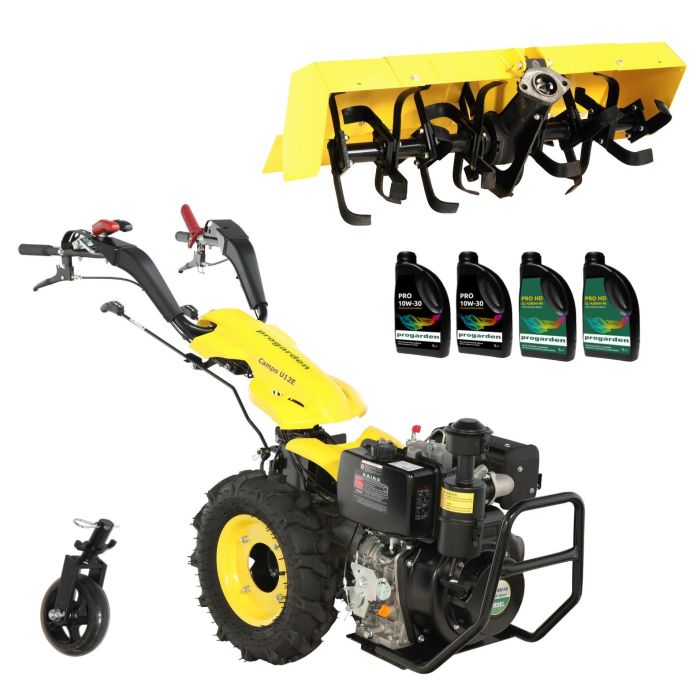 ProGARDEN Pachet Campo U12E Motocultor 12CP + FT90 Freza tractata