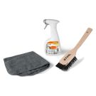Kit intretinere si curatare STIHL RM solutie Multiclean 500ml perie speciala laveta microfibra
