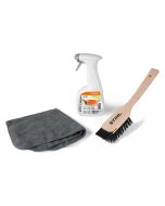 Kit intretinere si curatare STIHL RM solutie Multiclean 500ml perie speciala laveta microfibra