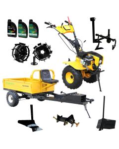 ProGARDEN Pachet Campo 873 Alpine motocultor 7CP + Prasitoare PRS20-45 + Remorca RM500T + Plug simplu + Plug bilonat/rarita + Adaptor reglabil + 2 Roti metalice 350x6 + 3L Ulei