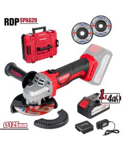 R20 Polizor unghiular ø125mm 4Ah 2 discuri Cutie RDP-SPAG20
