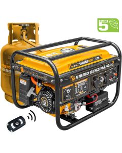 Generator rezidential AgroPro THUNDER3100 Hibrid Benzina/GPL putere max 3.1 kW Euro 5 motor 7 CP 210 cmc rezervor 15 L AVR pornire electrica permite automatizare ATS monofazat