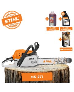 Motofierastrau profesional STIHL MS 271 putere 3.5CP lama 40cm 1.6mm pas lant .325" + ulei amestec 2T 1L + ulei forest plus 2L + service kit 13