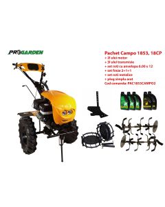 Pachet motocultor Campo 1853, benzina, EURO5, 18CP, 2+1 trepte, accesorii, ulei motor si transmisie incluse