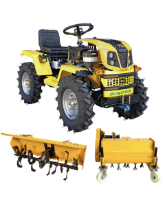 Minitractor ProGARDEN Campo T18 V25.1 4x4 18CP benzina hidraulica fata-spate roti 6.00-12 cu freza tractata si tocator vegetatie