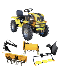 Minitractor ProGARDEN Campo T18 V25.1 4x4 18CP benzina hidraulica fata-spate roti 6.00-12 cu freza tractata plug reversibil tocator vegetatie cositoare cu discuri si lama zapada/pietris