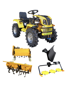 Minitractor ProGARDEN Campo T18 V25.1 4x4 18CP benzina hidraulica fata-spate roti 6.00-12 cu freza tractata tocator vegetatie cositoare cu discuri si lama zapada/pietris