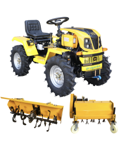ProGARDEN Campo T12 Minitractor G2.1 4x4, 12CP, diesel, hidraulica fata-spate, roti 6.00-12 cu freza tractata si tocator vegetatie