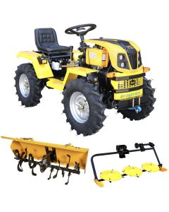 ProGARDEN Campo T12 Minitractor G2.1 4x4, 12CP, diesel, hidraulica fata-spate, roti 6.00-12 cu freza tractata si cositoare rotativa cu discuri