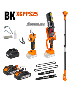 Set Foarfeca + Mini Drujba cu acumulator 18V BK-XGPPS25, 2x2Ah extensie telescopica 3m lama 20 cm 6.5 m/s