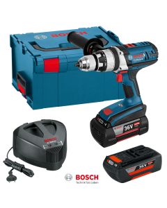 Bosch GSB 36 VE-2 LI Masina de gaurit cu percutie cu acumulator, 36V + 2 x Acumulatori GBA 36V 4.0Ah + Incarcator AL 3640 CV + L-Boxx 238