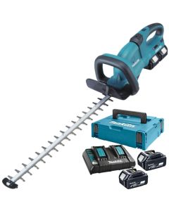 Pachet trimmer gard viu Makita DUH551Z acumulatori 2xLi-Ion LXT 18V 6Ah incarcator dublu DC18RD