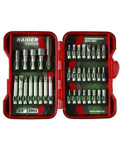 Set biti si adaptoare pt. surubelnita 37pcs - Raider