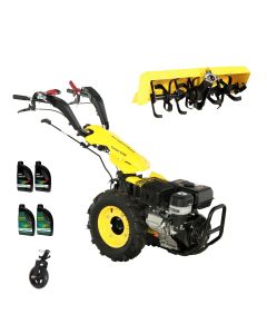 ProGARDEN Pachet Campo U16E Motocultor 14CP + Roata sustinere + Freza tractata FT90 + 4L Ulei