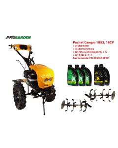 Pachet motocultor Campo 1853, benzina, EURO5, 18CP, 2+1 trepte, ulei motor si transmisie incluse