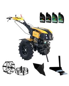 ProGARDEN Pachet Campo 1273 Alpine V2, Motocultor 12CP + Plug simplu+ Plug bilonat/rarita + 2 Roti metalice 540x170 + 4 L Ulei