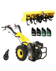 ProGARDEN Pachet Campo U12E Motocultor 12CP + FT90 Freza tractata 90cm + Roata sustinere + 4L Ulei
