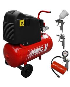 Compresor Profesional ABAC OM195 8 bar 24l + Pro Kit 4 accesorii pentru compresoare