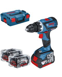 Bosch GSR 18V-60 C Masina de gaurit si insurubat brushless cu 3 acumulatori Li-Ion, doua de 6Ah si unul de 4Ah, 60Nm + L-Boxx