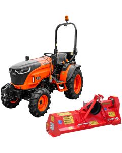 Tractor ACE VEER 3000 4WD motor Mitsubishi 25 CP diesel rezervor 25 L 9+3 viteze tractiune 4x4 servo directie anvelope profil agricol 6.00-12" & 8.3x20" + Tocator vegetal / Mulcher cu cadru fix GINGER