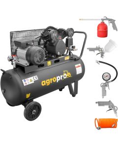 Compresor AgroPro AirPRO 30100B putere 2.2 kW debit 250 l/min presiune 8 bari rezervor 100l kit 5 accesorii