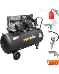 Compresor AgroPro AirPRO 40150B putere 3 kW debit 360 l/min presiune 8 bari rezervor 150l kit 5 accesorii