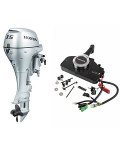 Motor barca Honda BF15 SRU cu mansa cizma scurta 15 CP 4T rezervor si linie incluse elice aluminiu cu 4 aripi port incarcare 12A