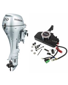 Motor barca Honda BF20DK2 SRTU cu mansa cizma scurta 20 CP 4T pornire electrica rezervor atasat elice aluminiu cu 4 aripi port incarcare 12A