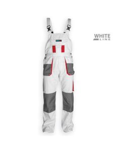 Salopeta de protectie cu bretele alb white line Dedra BH4SO marime S-XXL