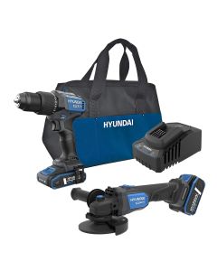 Set masina de gaurit si insurubat brushless cu percutie Hyundai HD20X-60 + polizor unghiular brushless Hyundai AG20X-115