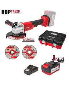 R20 Polizor unghiular Ø125mm 4Ah 2 discuri cutie RDP-YAG20