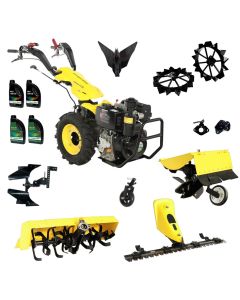 ProGARDEN Pachet Campo U12E Motocultor 12CP + BC120M Bara cosire + 3xPlug + FT90 Freza tractata + 2xRoti metalice RM47 + 2xCuple + 4L Ulei