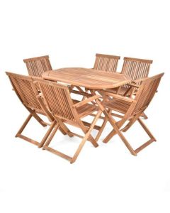 Mobilier pentru gradina Hecht basic set 6 contine 1 masa si 6 scaune din lemn de salcam