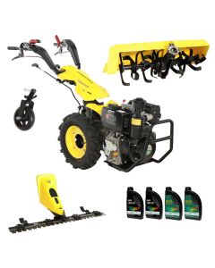 ProGARDEN Pachet Campo U12E Motocultor 12CP +  BC120M Bara cosire 120cm + Roata sustinere + FT90 Freza tractata 90cm + 4L Ulei