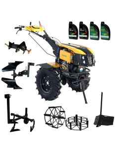 ProGARDEN Pachet Campo 1273 Alpine V2, Motocultor 12CP + PRS20-45 Prasitoare+Plug bilonat/rarita +PR2B-31 Plug reversibil+Adaptor + 2 Roti metalice 540x170 + 4 L Ulei