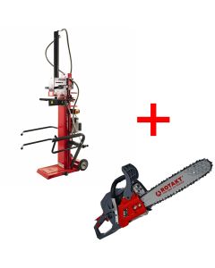 Despicator de busteni hidraulic trifazic Rotakt HVLS14T-106 NEW motor electric 4.3 kW forta despicare 14 T + Motofierastrau ROTAKT MTF5810SW