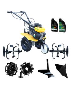 ProGARDEN Pachet Campo 703 Motocultor 7CP+ Plug simplu + Plug bilonat/rarita + 2 roti metalice 350x6 + 2L Ulei