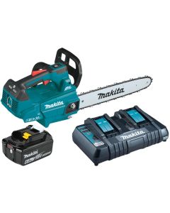 Pachet drujba Makita DUC406Z acumulatori 2xBL1860B incarcator rapid dublu DC18RD ulei lant 1l
