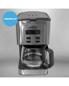 (Resigilat) Filtru de cafea cu timer Samus TEMPORA 800 W 1300 ml capacitate 10 cesti functie antipicurare functie reglare intensitate cafea argintiu + negru