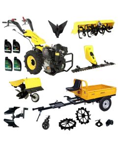 ProGARDEN Pachet Campo U12E Motocultor 12CP + RM500C Remorca 500Kg + BC120M Bara cosire + 3xPlug + FT90 Freza tractata + 2xRoti metalice RM47 + 2xCuple + 4L Ulei