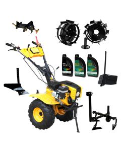 ProGARDEN Pachet Campo 873 Alpine motocultor 7CP + Prasitoare PRS20-45 + Plug simplu + Plug bilonat/rarita + Adaptor + 2 Roti metalice 350x6 + 3L Ulei