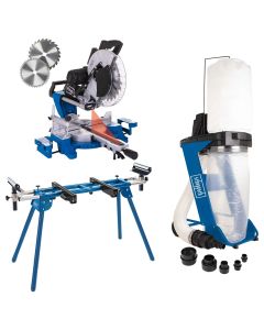 Fierastrau debitat Scheppach HM 140 L putere 2000 W turatie 3800 rpm panza 305 mm + Aspirator rumegus Scheppach DC 500