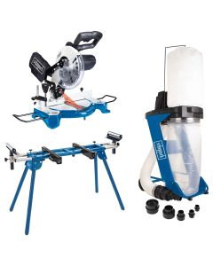 Ferastrau circular Scheppach HM80L putere 1.5 kW turatie 5000 rpm diametru disc 210 mm + Aspirator rumegus Scheppach DC 500 + Suport fierastrau debitat Scheppach UMF 1600