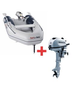 Pachet Barca pneumatica Honda Honwave T32-IE3 cu podina de inalta presiune greutate 39 kg 4 pasageri lungime 3.205 m + Motor barca Honda BF5 SHU cu Eche cizma scurta 5 CP