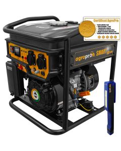 Pachet generator AgroPro SMART IG 3600 putere 3 KW 230V tip inverter benzina pornire manuala + lanterna LED magnetica AgroPro
