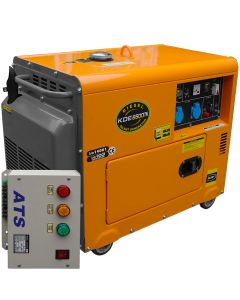 Generator curent Kama KDE 6500TN diesel putere max 6.6 kW rezervor 15 l 230V AVR & ATS inclus