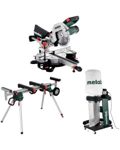 Pachet Fierastrau de debitat METABO KGS 216M + Suport fierastrau de debitat METABO KSU251 + Aspirator rumegus METABO SPA1200
