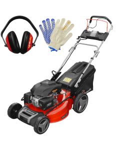 Masina de tuns gazonul Media Line MG 53 SE motor 5.1 CP OHV pornire electrica autopropulsie reglare centralizata 8 trepte latime taiere 53 cm cos 65 l antifoane manusi protectie AgroPro