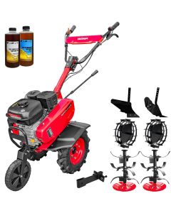 Motosapa Weima WM 500 motor 7 CP benzina 2+1 viteze latime lucru 90 cm freze roti cauciuc 400x8" roti metal rarita reglabila plug arat 2l ulei