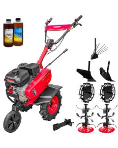Motosapa Weima WM 500 motor 7 CP benzina 2+1 viteze latime lucru 90 cm freze roti cauciuc 400x8" roti metal rarita reglabila plug arat plug cartofi 2l ulei